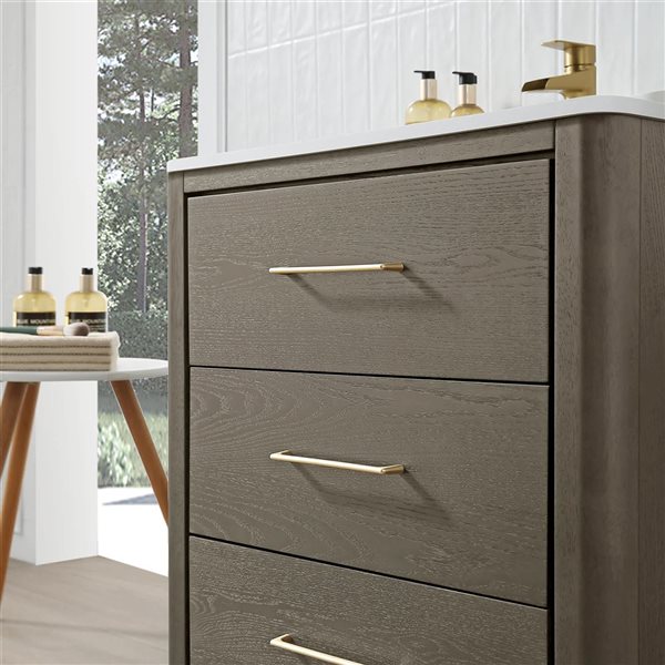 RAINLEX 30-in Freestanding Single White Rectangle Sink Bathroom Vanity with Quartz Top -Grey