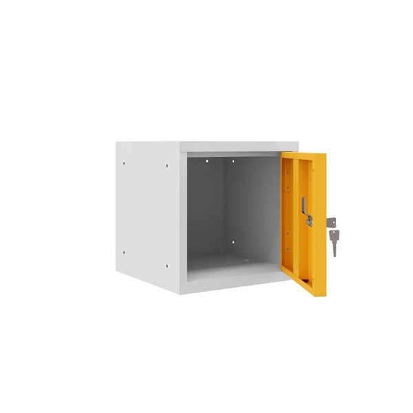 Ceha Canada 1-Compartment 12-in W Grey Cube Locker w/ Yellow Door