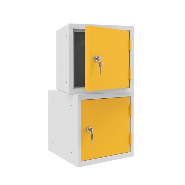 Ceha Canada 1-Compartment 12-in W Grey Cube Locker w/ Yellow Door