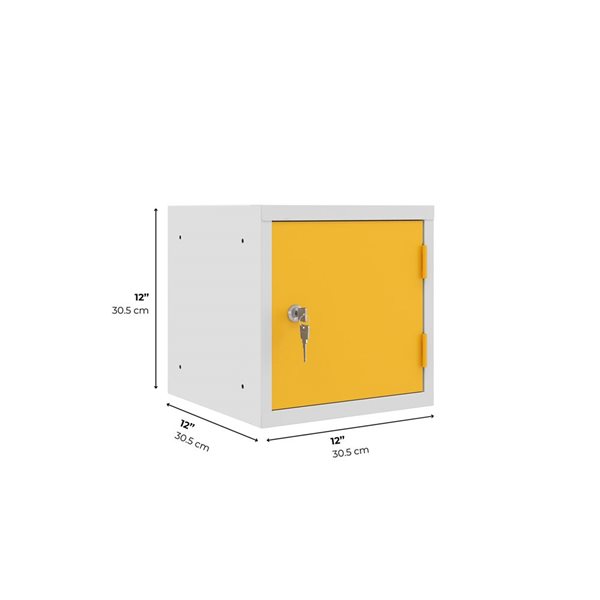 Ceha Canada 1-Compartment 12-in W Grey Cube Locker w/ Yellow Door
