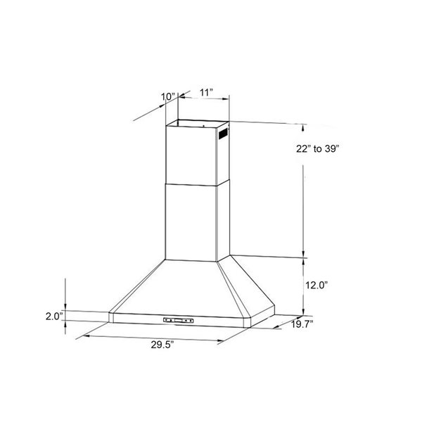Roxon Stainless Steel Wall Mount Range Hood RXN-W12BSA-30 900CFM 30-in