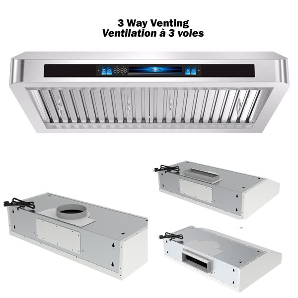 Roxon Stainless Steel Under Cabinet Range Hood RXN-U62VC-30 860CFM 30-in w/ Hand Gesture and Voice Control