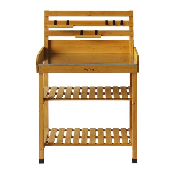 VegTrug 30.7 W x 20.87 L x 51.8-in H Cedar Potting Table with Stainless ...