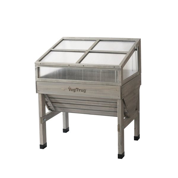 VegTrug 30 W x 41 L x 18-in H Grey Wash Wooden/Polycarbonate Cold Frame for Small Classic Raised Garden
