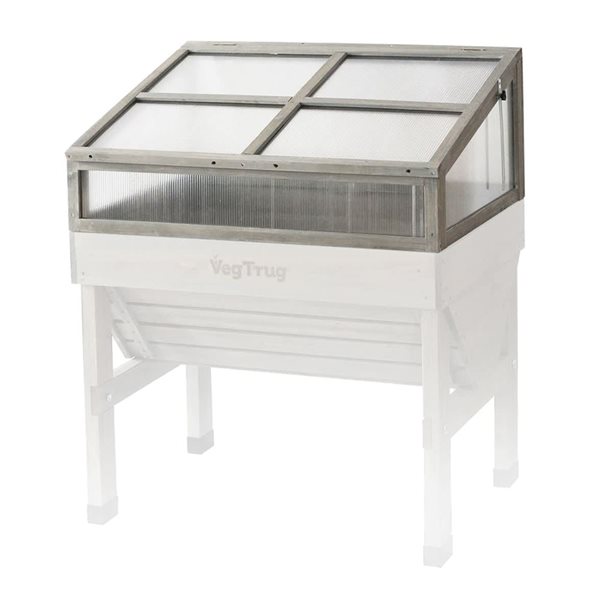VegTrug 30 W x 41 L x 18-in H Grey Wash Wooden/Polycarbonate Cold Frame for Small Classic Raised Garden