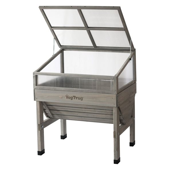 VegTrug 30 W x 41 L x 18-in H Grey Wash Wooden/Polycarbonate Cold Frame for Small Classic Raised Garden