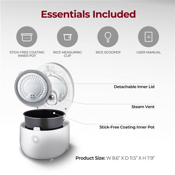 CUCKOO 3 Cup Uncooked White Programmable Rice Cooker w/ Nonstick Inner Pot and 10 Menu Modes