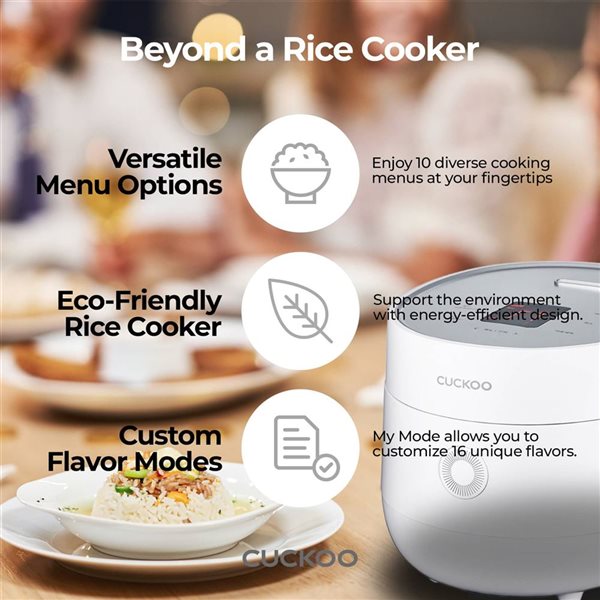 CUCKOO 3 Cup Uncooked White Programmable Rice Cooker w/ Nonstick Inner Pot and 10 Menu Modes