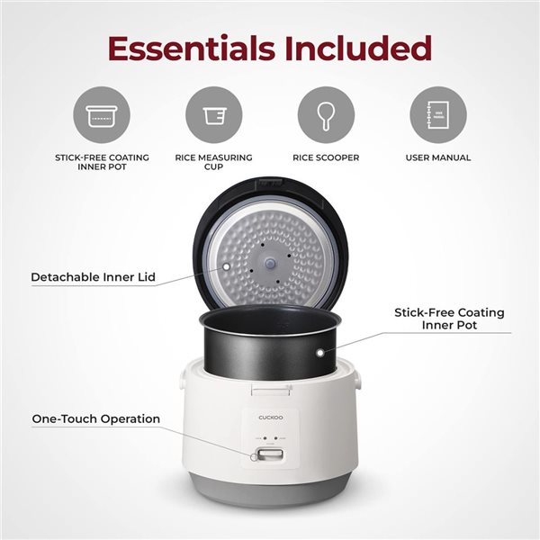CUCKOO 6-Cup Uncooked White Rice Cooker w/ Nonstick Inner Pot