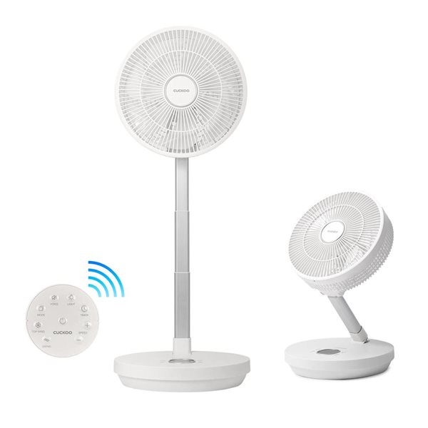 CUCKOO 12-Speed White Cordless Pedestal Oscillating Portable Folding Air Fan w/ BLDC Motor