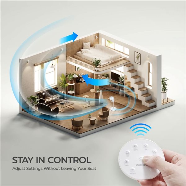 CUCKOO 12-Speed White Cordless Pedestal Oscillating Portable Folding Air Fan w/ BLDC Motor