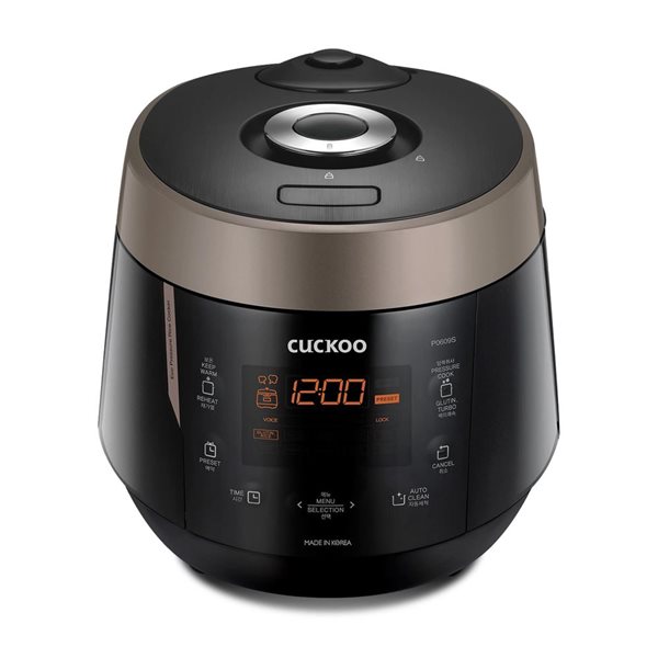 CUCKOO 6-Cup Uncooked Black Programmable High-Pressure Rice Cooker w/ Nonstick Inner Pot and 12 Menu Options