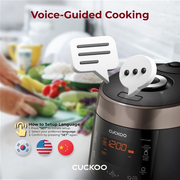 CUCKOO 6-Cup Uncooked Black Programmable High-Pressure Rice Cooker w/ Nonstick Inner Pot and 12 Menu Options