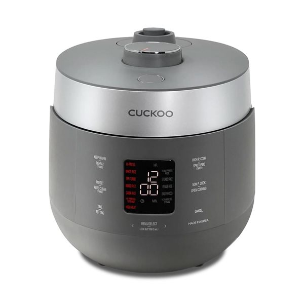CUCKOO 6-Cup Uncooked Grey Programmable Induction Rice Cooker w/ Nonstick Inner Pot and 16 Menu Modes