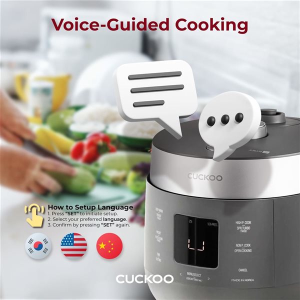 CUCKOO 6-Cup Uncooked Grey Programmable Induction Rice Cooker w/ Nonstick Inner Pot and 16 Menu Modes