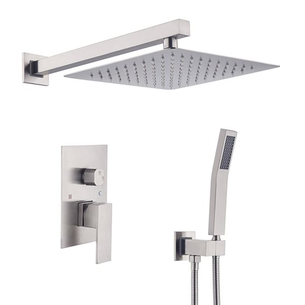 Mondawe 12-in Commercial/Residential Wall-Mount Built-In Shower System - Brushed Nickel