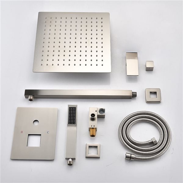 Mondawe 12-in Commercial/Residential Wall-Mount Built-In Shower System - Brushed Nickel