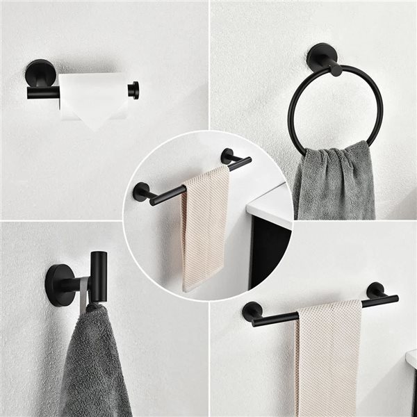 Mondawe 6-Piece Towel Rack Set - Matte Black