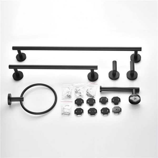 Mondawe 6-Piece Towel Rack Set - Matte Black