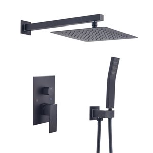 Mondawe 10-in Commercial/Residential Wall-Mount Built-In Shower System - Matte Black