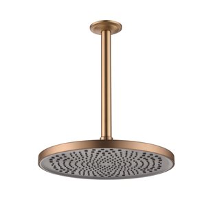 Tête de douche pluie ronde Mondawe 10 po en acier inoxydable montée au plafond  commercial/résidentiel, or brossé