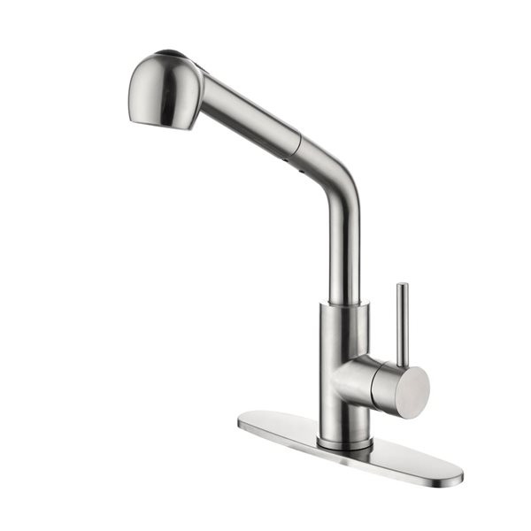 Mondawe Modern Pull-Out Swivel 1-Handle Kitchen Faucet - Brushed Nickel