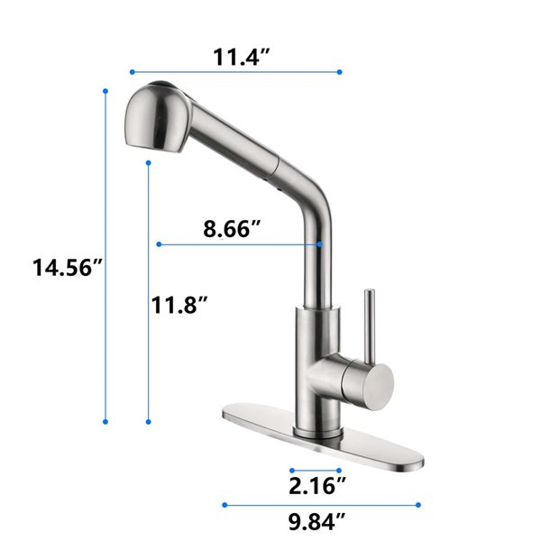 Mondawe Modern Pull-Out Swivel 1-Handle Kitchen Faucet - Brushed Nickel