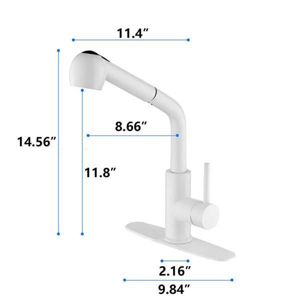 Mondawe Modern Pull-Out Swivel 1-Handle Kitchen Faucet - Matte White