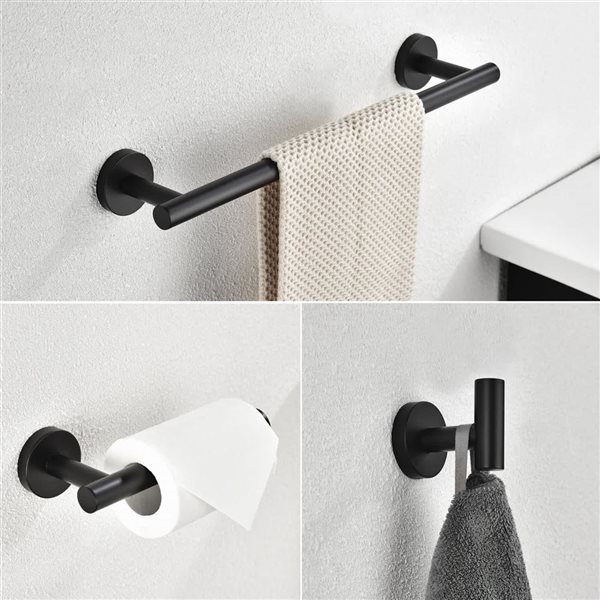Mondawe 3-Piece Towel Rack Set - Matte Black