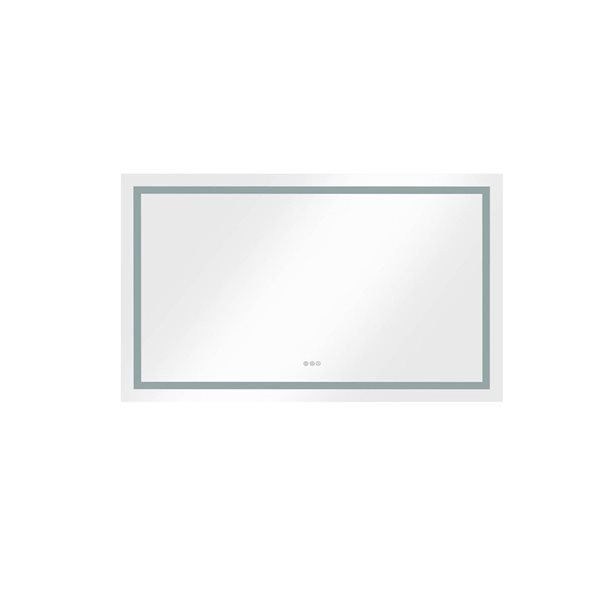 Mondawe 60 x 36-in H LED Light Large Framed Flat Silver Wall-Mount Rectangle Bathroom Mirror - Horizontal