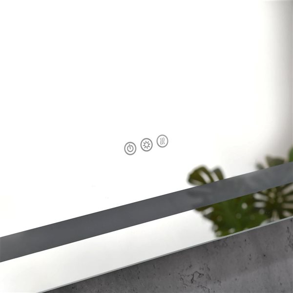 Mondawe 60 x 36-in H LED Light Large Framed Flat Silver Wall-Mount Rectangle Bathroom Mirror - Horizontal