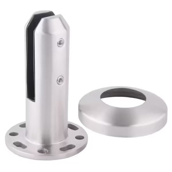 DIY Wholesale Glass Railings 4 W x 4 L x 3.5-ft H Brushed Steel Two Top Mount Spigots w/ 12-mm Glass Panel