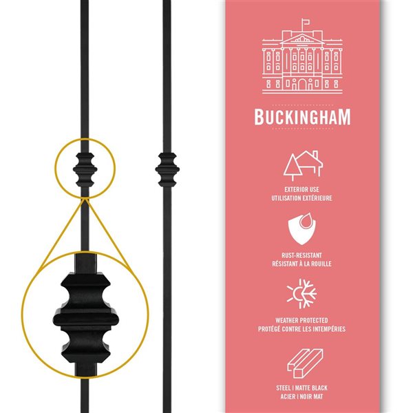 Nuvo Iron Royal Railing - Buckingham 31 1/8 x 1/2-in 12x Balusters w/ Connectors and Hardware