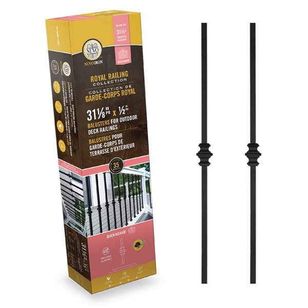 Nuvo Iron Royal Railing - Buckingham 31 1/8 x 1/2-in 12x Balusters w/ Connectors and Hardware