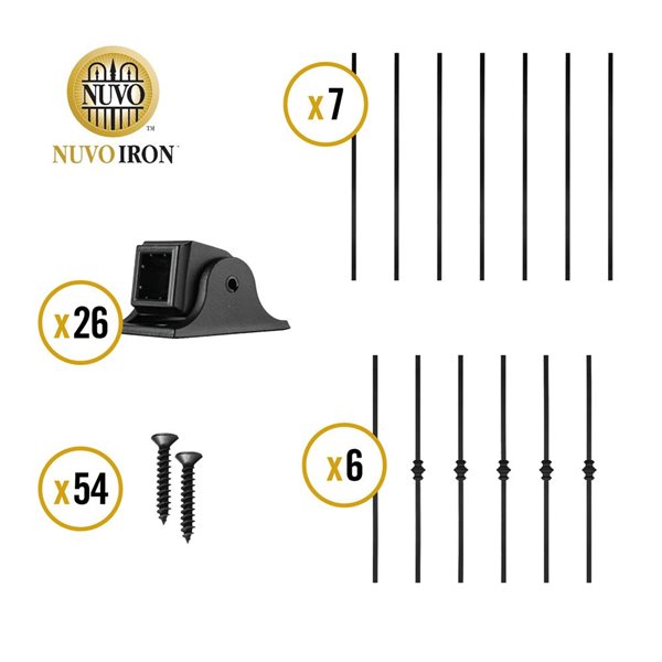 Nuvo Iron Royal Railing - Luxembourg 25 1/8 x 1/2-in 13x Balusters w/ Connectors and Hardware