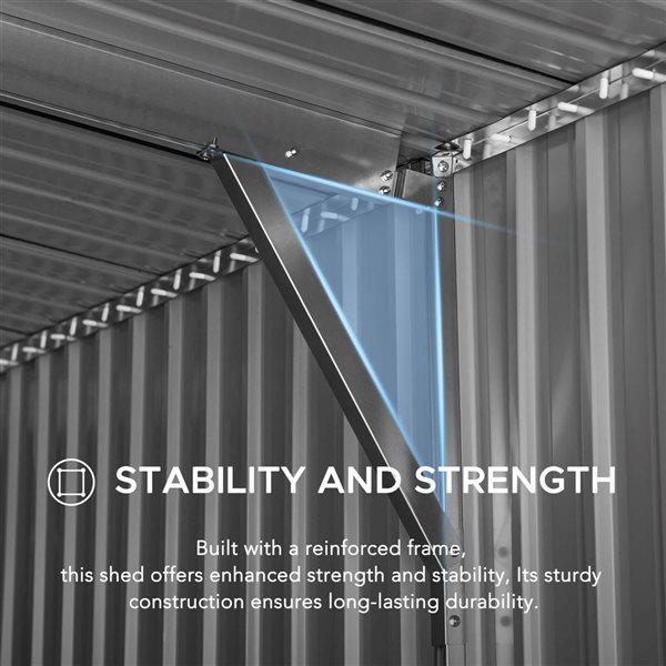 Sunjoy 13 x 20-ft Steel Storage Shed/Carport w/ Lockable Doors - Light Grey-Taupe