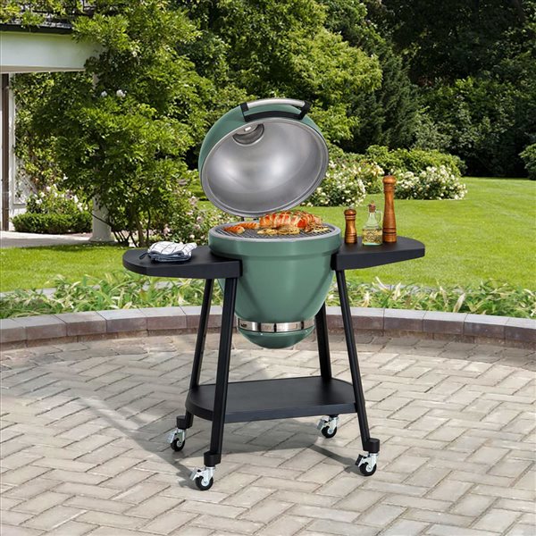 Sunjoy 20-in Egg-Shaped Kamado-Style BBQ Grill and Smoker w
