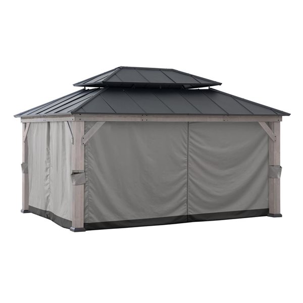 Sunjoy Outdoor Privacy Curtains for 12 x 16-ft Wooden Gazebo - Grey ...