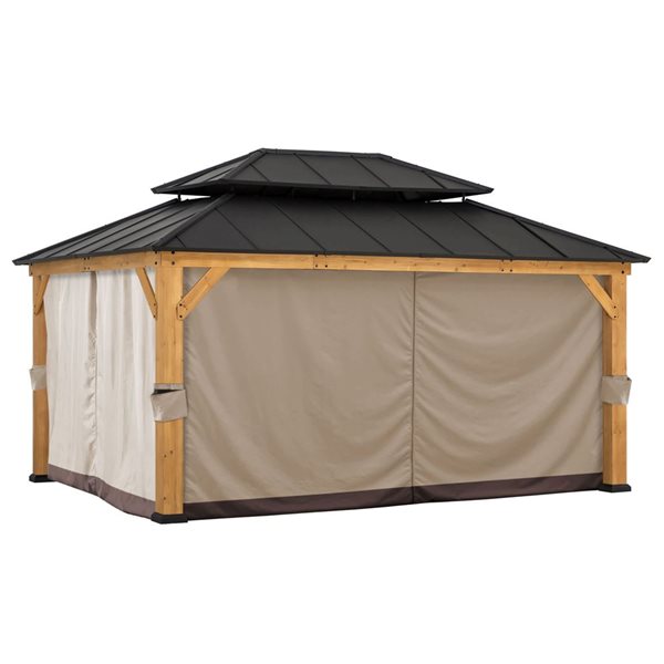 Sunjoy Outdoor Privacy Curtains for 12 x 16-ft Wooden Gazebo - Beige ...