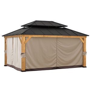 Sunjoy Outdoor Privacy Curtains for 12 x 16-ft Wooden Gazebo - Beige/Brown