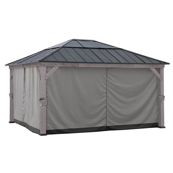 Sunjoy Outdoor Privacy Curtains for 13 x 15-ft Wooden Gazebo - Grey ...