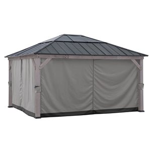Sunjoy Outdoor Privacy Curtains for 13 x 15-ft Wooden Gazebo - Grey/Black