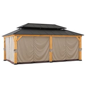 Sunjoy Outdoor Privacy Curtains for 12 x 20-ft Wooden Gazebo - Beige/Brown