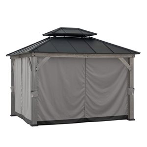 Sunjoy Outdoor Privacy Curtains for 10 x 12-ft Wooden Gazebo - Grey/Black