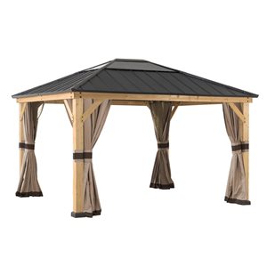 Sunjoy Universal Curtains and Mosquito Netting for 13 x 15-ft Wood Gazebo - Khaki