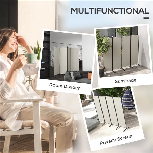 Outsunny Folding Room Divider / Privacy Screen 5.6-ft - Cream White