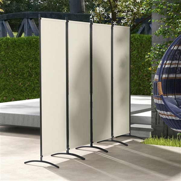 Outsunny Folding Room Divider / Privacy Screen 5.6-ft - Cream White