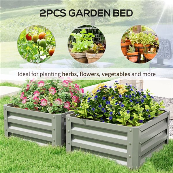 Outsunny Raised Garden Bed 2 x 2 x 1-ft - 2/Pk