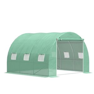 Grande serre de jardin 10 x 10 pi Outsunny avec grande porte et 6 fenêtres enroulables