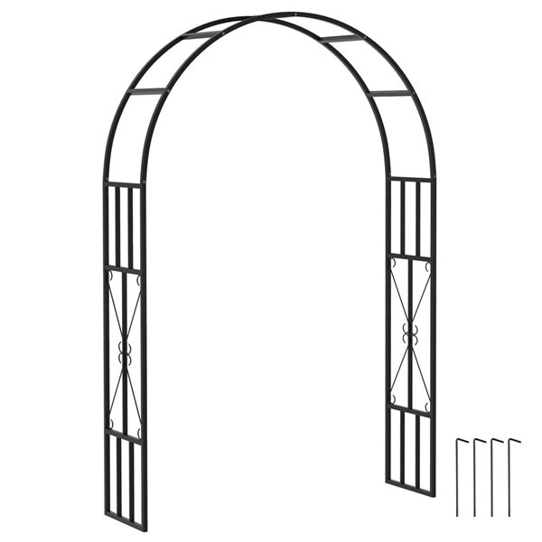 Outsunny 7.3-ft Steel Garden Arch Trellis - Black